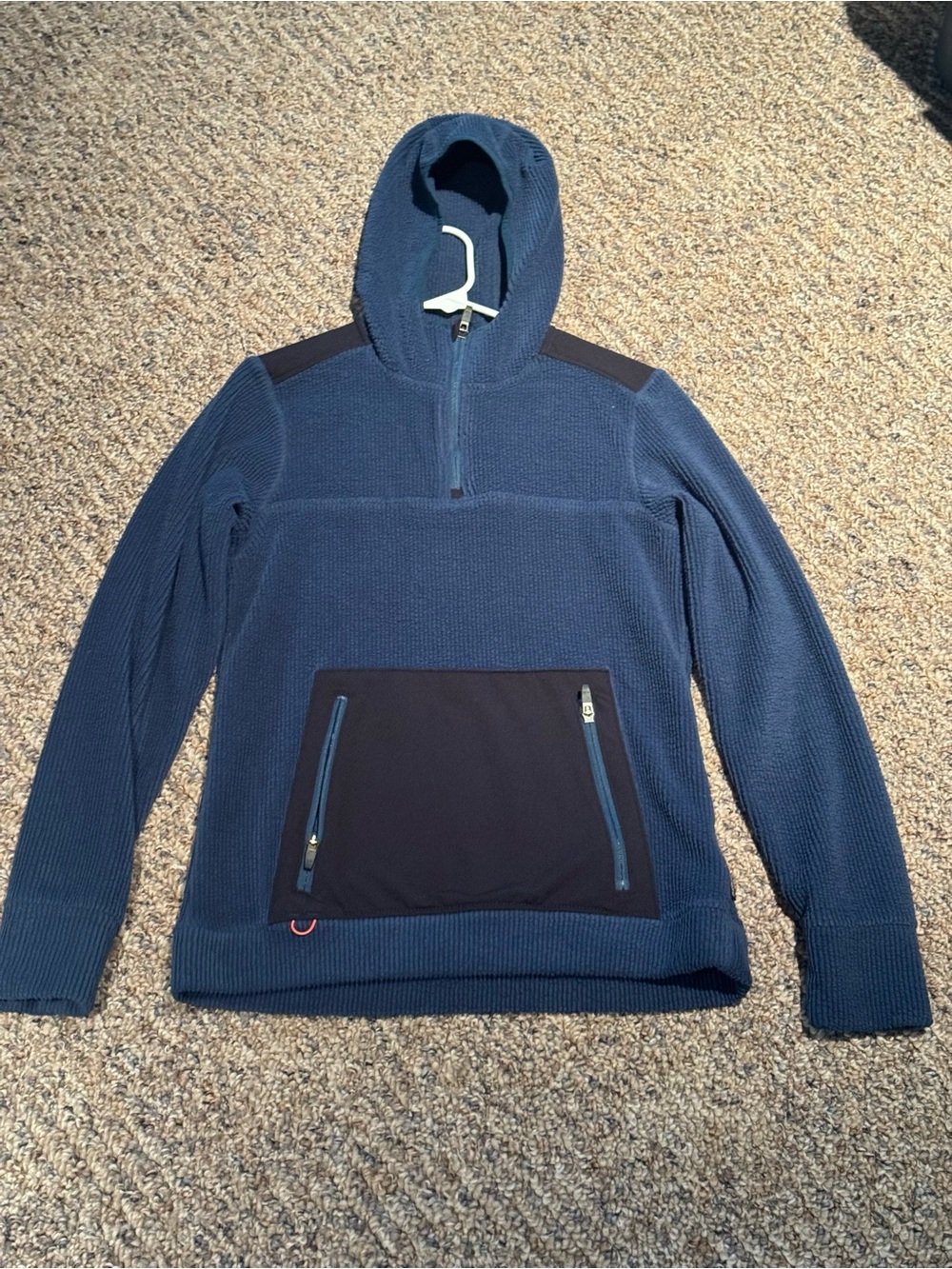 Grundens Lightweight Teal Half-Zip Hooded Pullover Sweater, Size Xsmall, Comfy